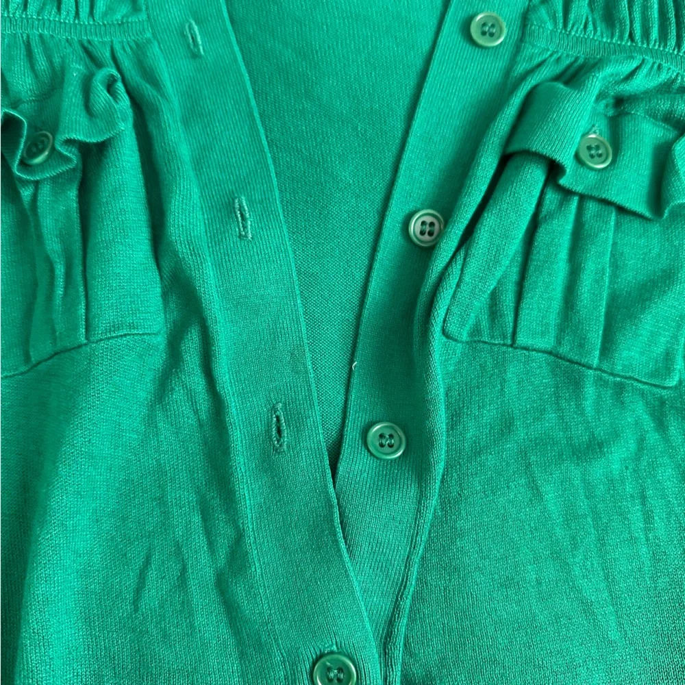 BCBG MAXAZRIA Kelly Green Button Cardigan Sweater Military Pocket S Silk Y2K